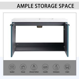 Contemporary Wall Mounted Bathroom Vanity With Resin Double Sink
