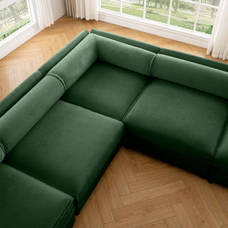 Modern (Set of 6) Modular Sectional Sofa With Storage Soft Cylindrical Design For Living Room - Green