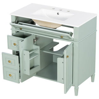 Bathroom Vanity With Sink, 3 Drawers & 2 Doors