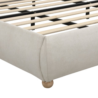 Upholstered Platform Bed Frame With Curved Headboard