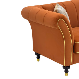 3 Seater Sofa With Rolled Arms, Vertical Channel Tufted Backrest