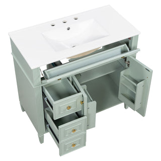 Bathroom Vanity With Sink, 3 Drawers & 2 Doors