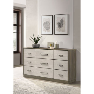 Edmondson - 9 Drawer Dresser With Hidden Jewelry Tray - Natural / Gray