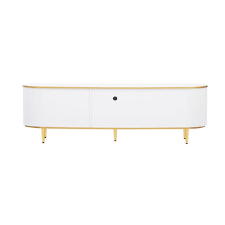 Modern TV Stand For TVs Up To 80", Entertainment Center With 4 Drawers And 1 Cabinet, Wood TV Console Table With And Handles For Living Room - White