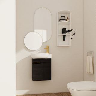 Wall Mounted Bathroom Vanity With Sink And Storage Rack, Soft Close Doors