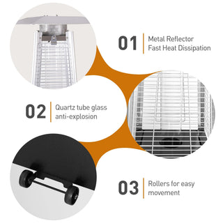 Pyramid 48, 000 Btu Propane Outdoor Heater With Detachable Wheels - Black / Silver