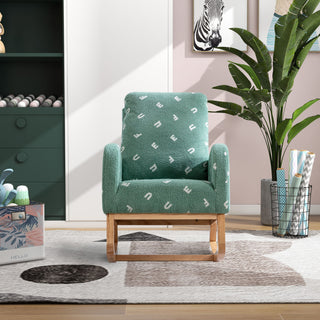 Modern Accent Rocker Armchair With Side Pocket, Upholstered High Back