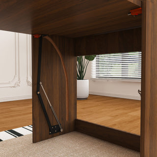 Extendable Dining Table With Power Socket, Lockable Casters, Storage Cabinet