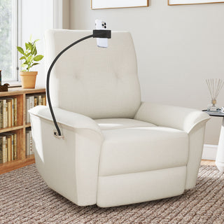 270° Power Swivel Rocker Recliner Chair With Phone Holder, Electric Glider Reclining Sofa With USB Ports For Living Room Bedroom - Beige