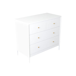 4 Drawer Kids Dresser With Antique Brass Pulls - White