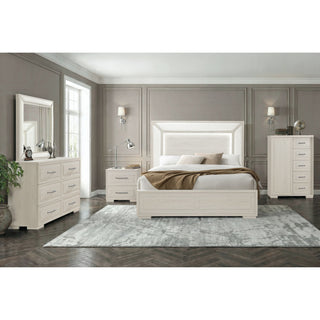 Ciara - King Bed With LED Panel Headboard, Low Profile Design - Beige