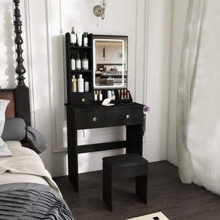 Modern Small Vanity Desk With 3 LED Lighting Modes, 3 Drawers