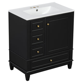 Freestanding Bathroom Vanity With Sink, Soft Close Door, 3 Drawers