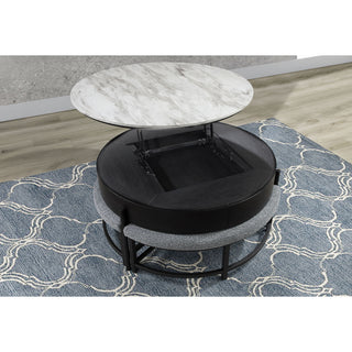 Rounded Storage Coffee Table With 3 Stools