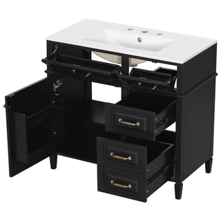 Modern Bathroom Vanity With Sink Top, Flip Drawer Design