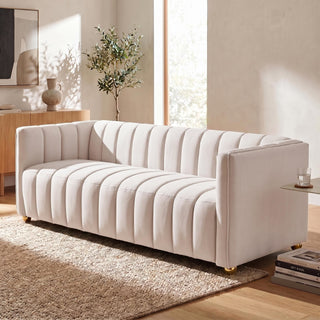 Vertical Channel Tuft Sofa For Apartment Lounge - Ivory
