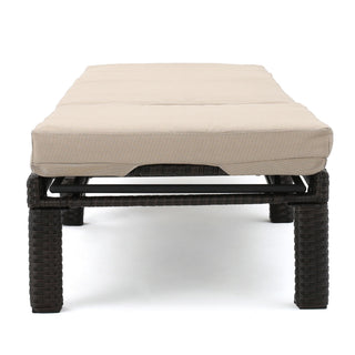 Puerta - Chaise Lounge Frame Cushion Outdoor Wicker Iron - Beige / Dark Brown