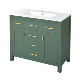 Bathroom Vanity With Sink, Cabinet With 4 Drawers & 2 Soft Close Doors, Rectangular Storage Unit For Bathroom