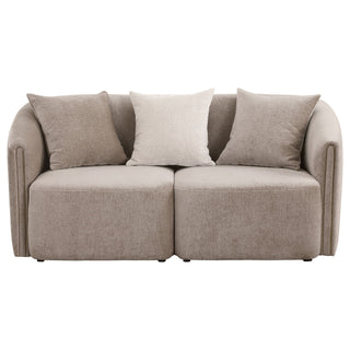 Silvana - Upholstered Rolled Loveseat With Curved Back And Foam Cushions - Beige