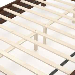 Farmhouse Platform Bed Frame & Tall Upholstered Headboard