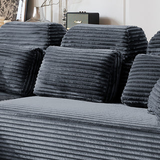 Sectional Sleeper Sofa & Storage Pockets, Modular Couch With Throw Pillows For Living Room