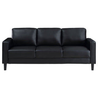 Weld 3 Piece Upholstered Track Arm Sofa Set - Black
