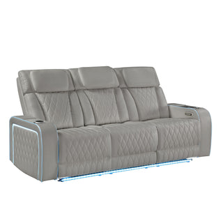 Electra - Power Reclining Sofa With Power Headrests, Drop Down Table, Reading Light, Massage, LED Lighting And USB Control
