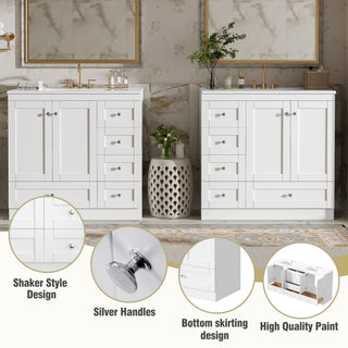 Shaker Free Standing Bathroom Vanity Cabinet & Sink, Soft Close Drawers, Soft Close Doors