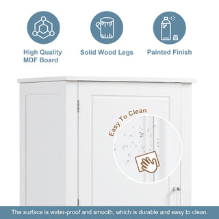 Tall Freestanding Bathroom Storage Cabinet With 2 Drawers And Adjustable Shelf