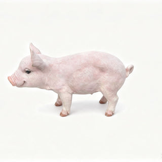 Cute Pig Garden Statue, Farm Pig Figurine Lawn Ornament, Weatherproof Outdoor Sculpture Decor - Baby Pink