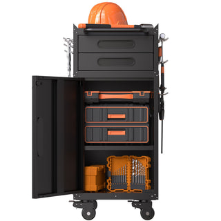 Rolling Tool Cabinet Heavy Duty Garage Storage With Lockable Doors & Drawers