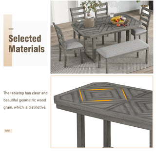 6 Piece Dining Table Set With Ergonomic Seating