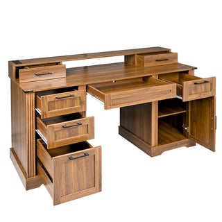 Office Desk With Charging Station & Storage Cabinet