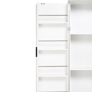 Fluted Kitchen Pantry Cabinet With 2 Large Drawers & 8 Door Spice Rack