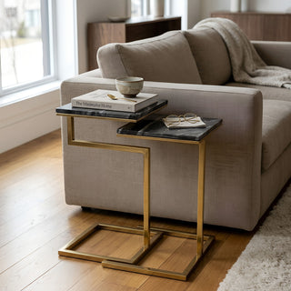 Chamblee - 2 Piece Square Nesting C - Table Set - Gold / Black
