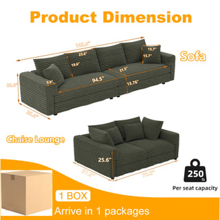 4 Seat Sofa, Modern Comfy Upholstered Sofa Cloud Couch, Deep Seat Couches With Soft Pillows