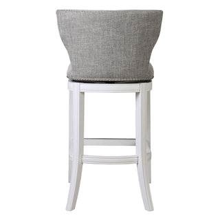 Upholstered Swivel Stool With Back