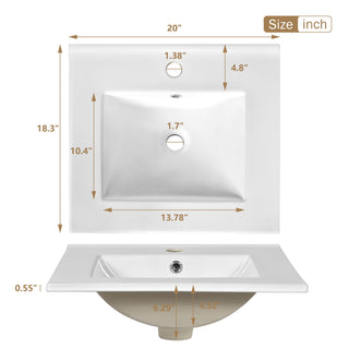 Bathroom Vanity With Sink, Soft Close Door, Adjustable U-Shaped Shelf