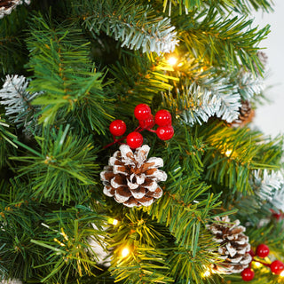 Pre Lit Artificial Christmas Tree Set With LED Lights, 3 Piece Garland And Entrance Trees, Warm Lighting, Indoor Use Only - Green