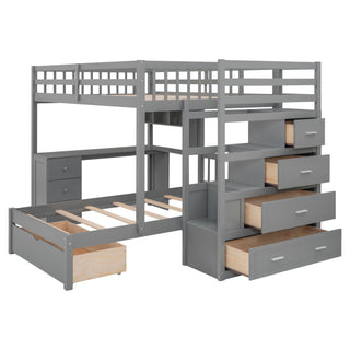 Bunk Bed With Desk, Drawers And Shelves