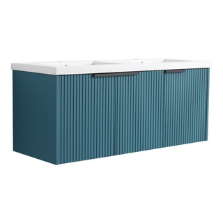Contemporary Wall Mounted Bathroom Vanity With Resin Double Sink