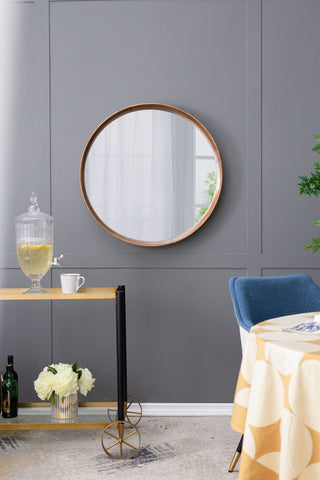 Round Wood Mirror, Wall Mounted Mirror Home Decor For Bathroom Living Room