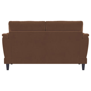Dania - Upholstered Crescent Loveseat With Curved Tufted Arms - Rust