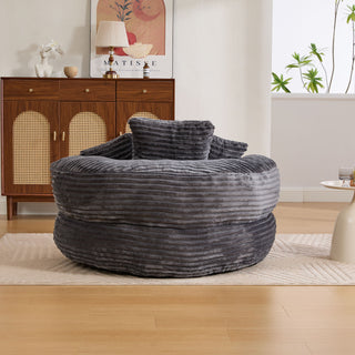 Oversized Bean Bag Chair With 3 Pillows & Armrest - Dark Gray