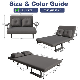 5 In 1 Convertible Sofa Bed For 2 With Adjustable Backrest