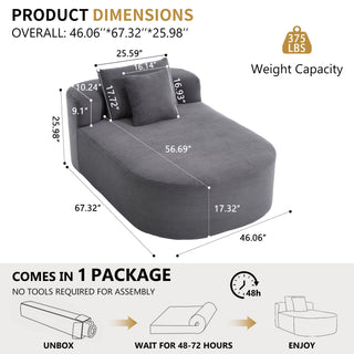 Oversized Chaise Lounge Sofa Bed With Deep Seat And Soft Pillows