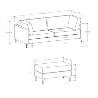 Ava - Mid Century Sofa With Ottoman Set