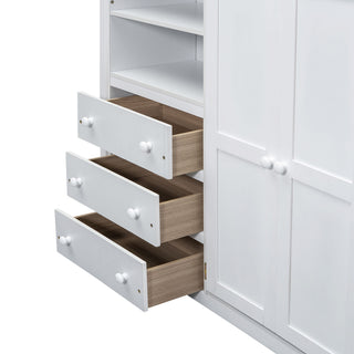 Loft Bed With Built In Wardrobe, Shelves And Drawers