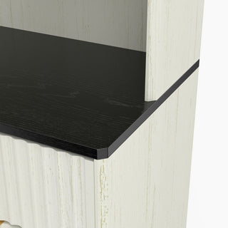 Tall Narrow Fluted Storage Cabinet With Trash Bin Compartment For Kitchen (Trash Can Not Included)