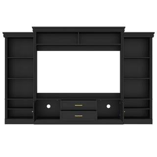 Elegant Entertainment Center Wall Unit With Bookshelves